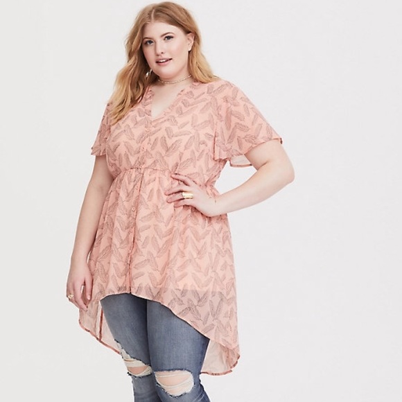 torrid Tops - Torrid Light Pink Hi-Lo Babydoll Tunic